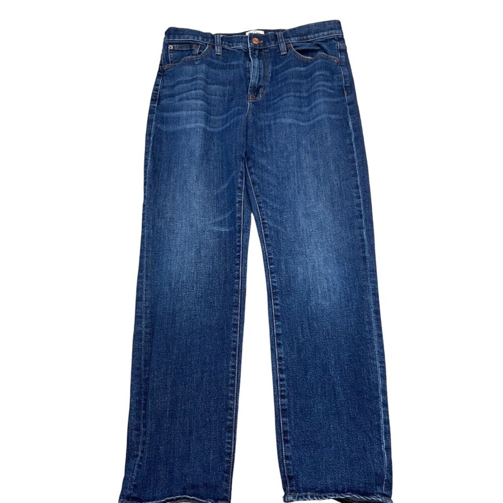 J Crew Jeans Women‎ 30W x 29L Blue Straight Leg Mid Rise Denim Stretch Cotton
